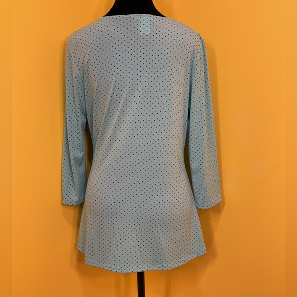 Body Central Blue Polka Dot Empire Waist Tunic Top Size Large - Picture 2 of 5